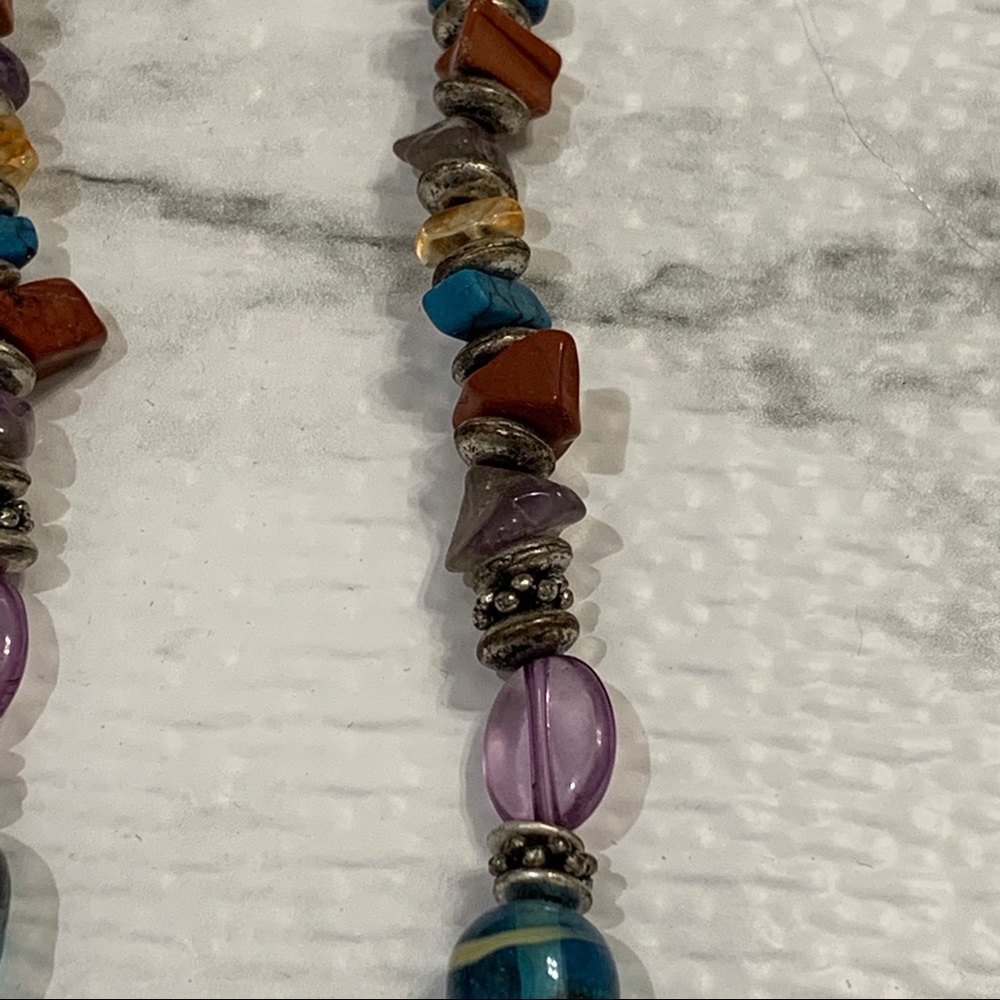 BOHO Necklace Pendant Metal Stone Intricate - Picture 8 of 13